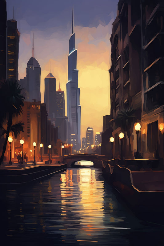 Twilight Mirage: Dubai Cityscape Fine Art Print