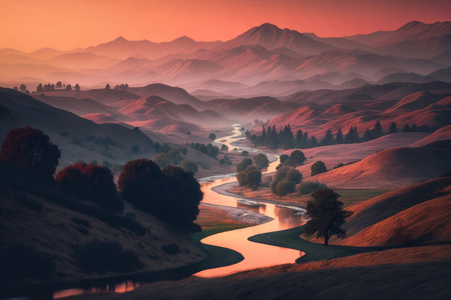 Rolling Hills Sunset Fine Art Print