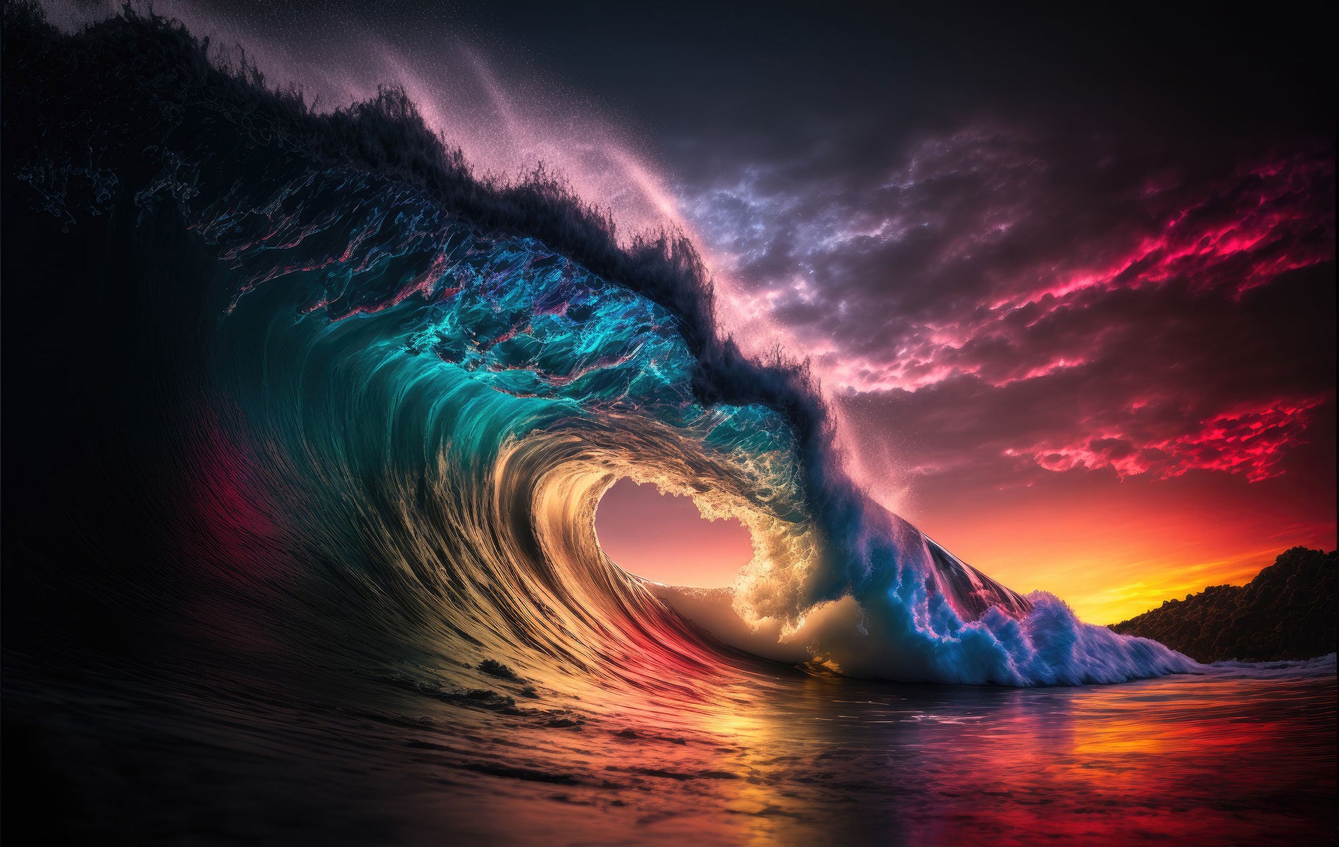 Sunset Waves Fine Art Print