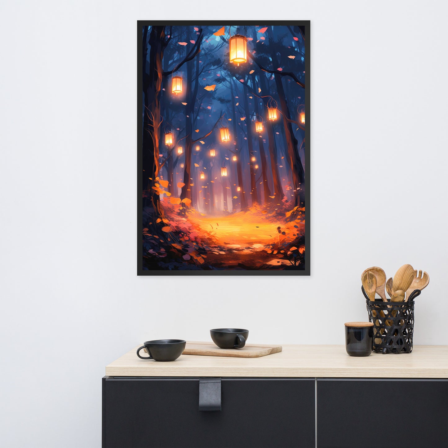Mystical Lantern Forest Fine Art Print | 001