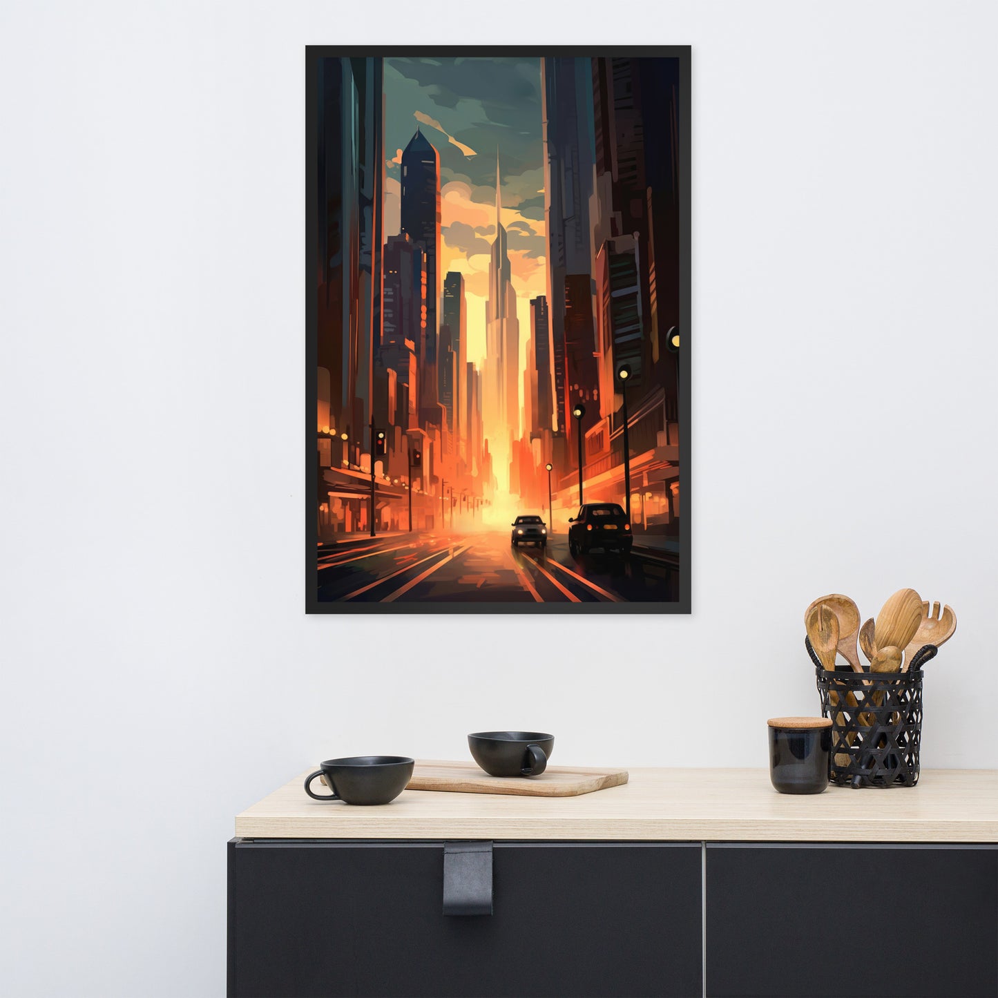 Golden Horizons: Dubai Skyline Fine Art Print