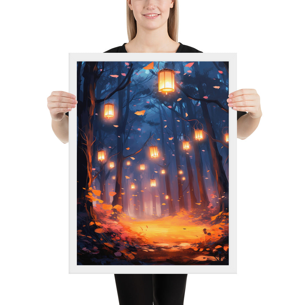 Mystical Lantern Forest Fine Art Print | 001